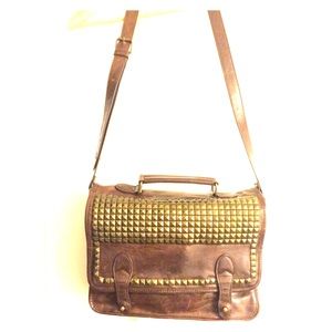Ecote Brown and Gold Studded Messenger Bag