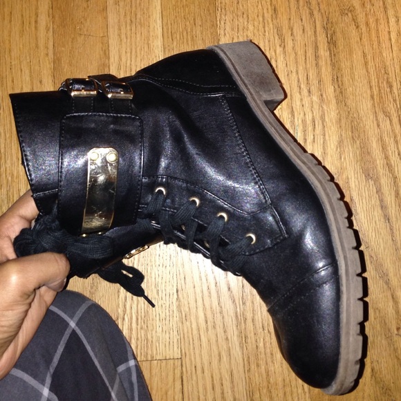 Black combat boots