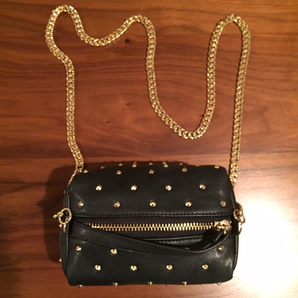 Zara Black Vegan Leather Studded Mini-Purse