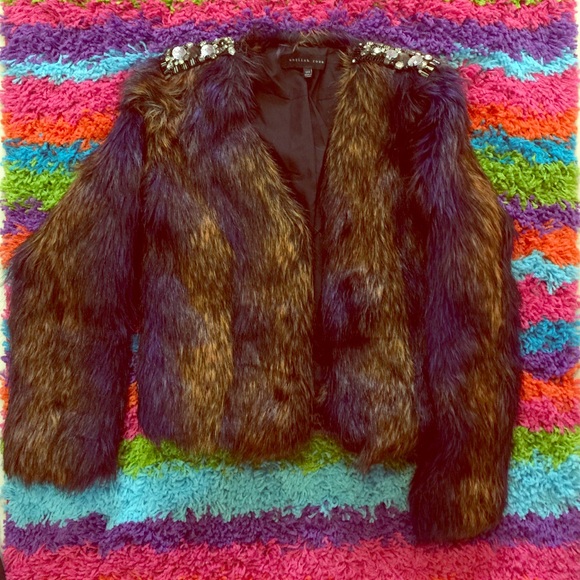 Purple & brown fur coat