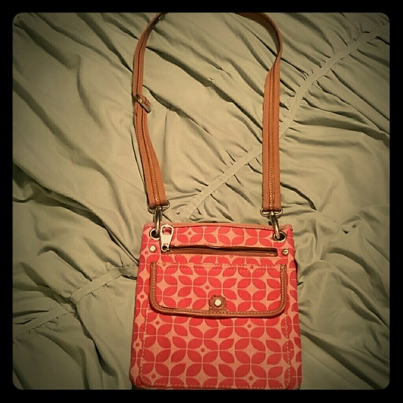 Orange Floral Fossil Crossbody Purse