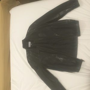 Large Andrew Marc New York black leather jacket