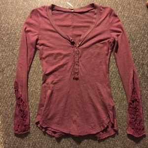 Free people top with detailed sleeves