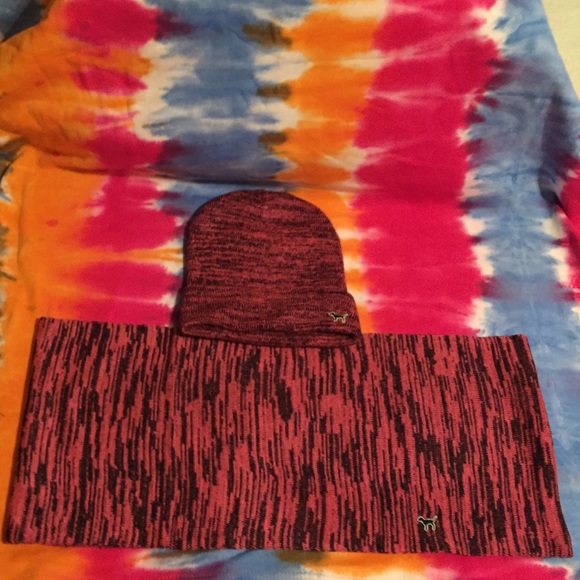 Pink beanie and scarf