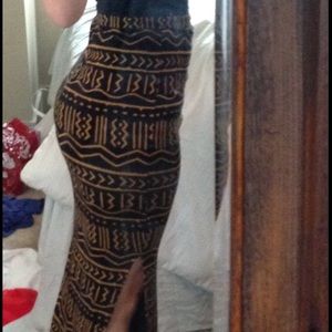Black tribal maxi skirt