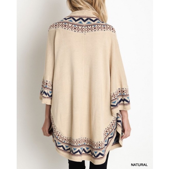 "Exile" Tribal Trim Kimono Sweater Cardigan - Picture 3 of 3