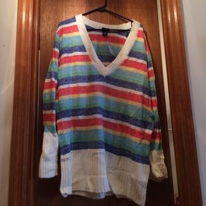 Torrid 3x Rainbow Stripe V-neck Sweater NWT