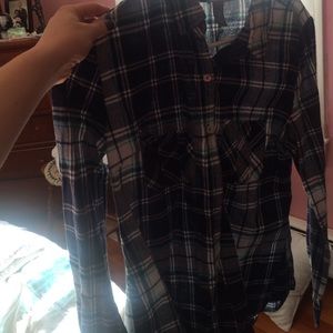 Navy teal and white flannel