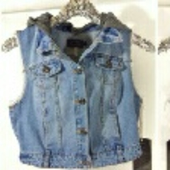 Jean Jacket Vest w/ hood - Picture 1 of 2