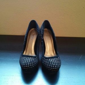 Black Suede Studded Heels