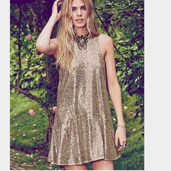BNWOT Free People Gold Sequin Dress - Picture 3 of 4
