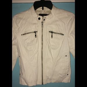 White guess faux leather jacket