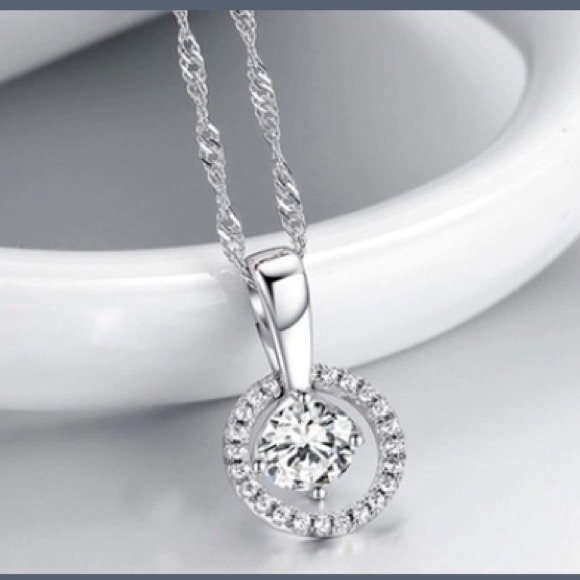 CZ Diamond Pendant Necklace - Picture 2 of 4