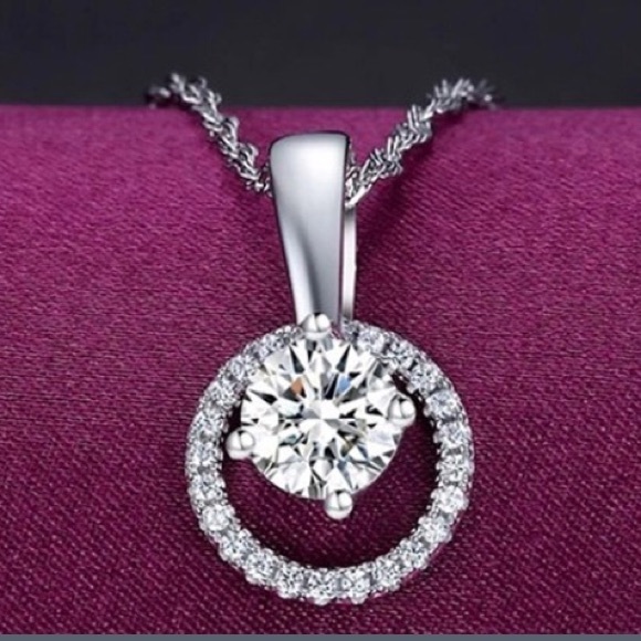 CZ Diamond Pendant Necklace - Picture 3 of 4