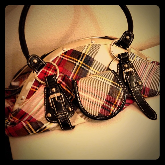 Plaid pattern purse