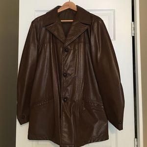 Men's Vintage Large Brown Pleather Jacket