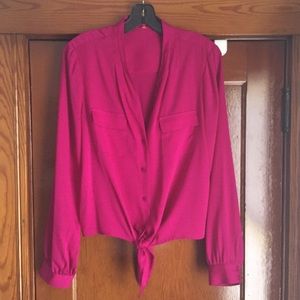 Beautiful fuschia tie-front blouse