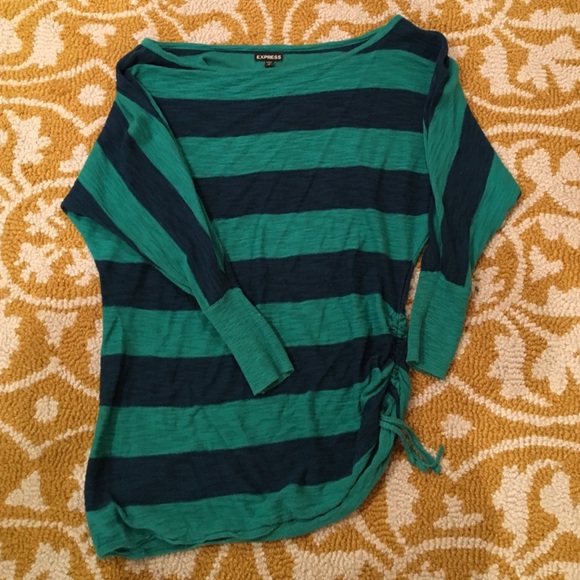 Express blue and teal striped dolman sleeve top