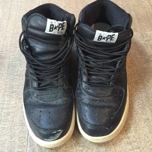 Bape black leather sneaker