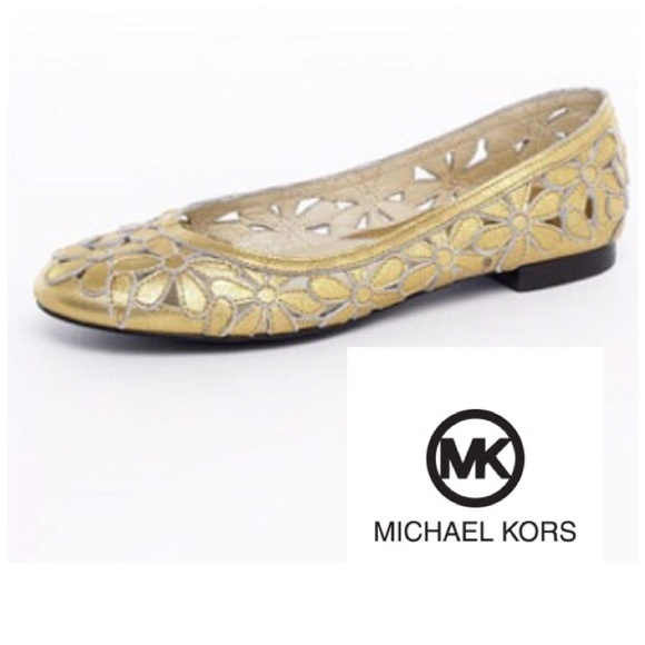 MICHAEL Michael Kors Shoes - Michael Kors gold flower flats size 8