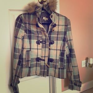 Plaid wool coat