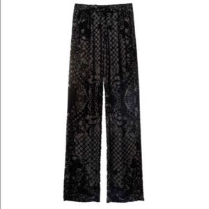 H&M X BALMAIN Black Silk Blend Velvet Pants.