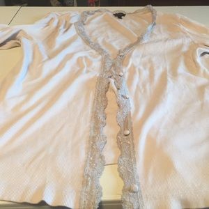 Talbots light sweater with lace trim