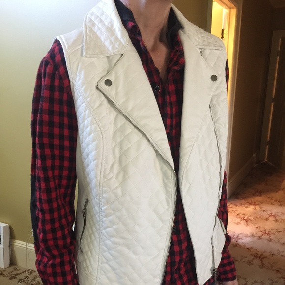 INC White Moto Vest