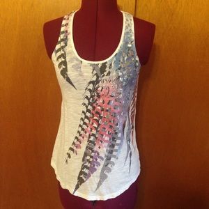Feather and Sequin Graphic Tank Top