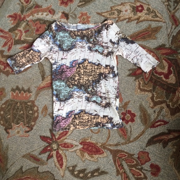 BDG boatneck map print tee