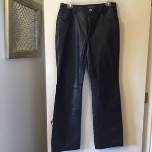 Black leather boot cut pants