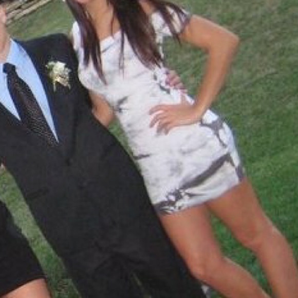 Grey and white bodycon dress