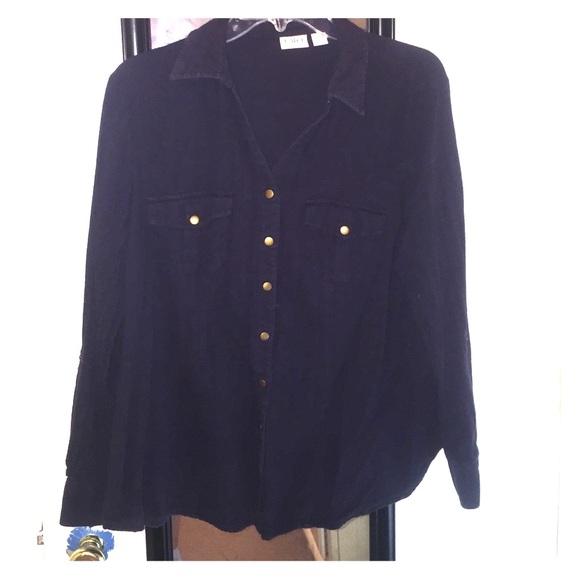 Navy Blue Button Down Top