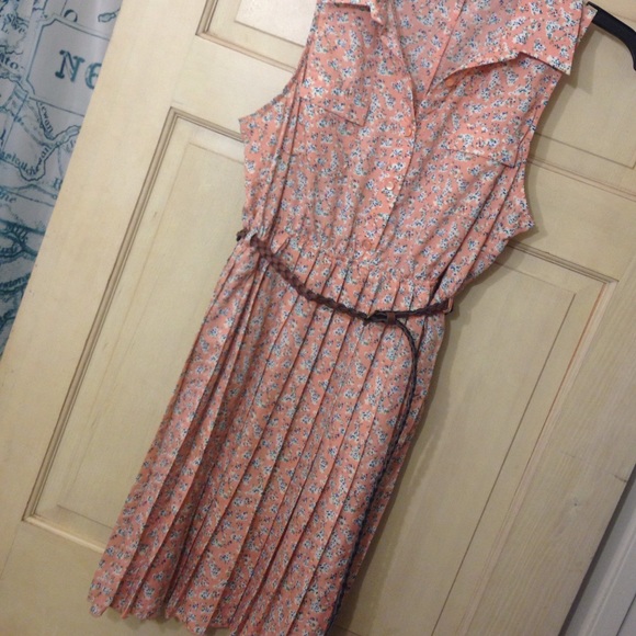 Floral button down dress with pleated bottom