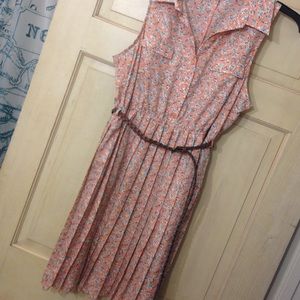 Floral button down dress with pleated bottom