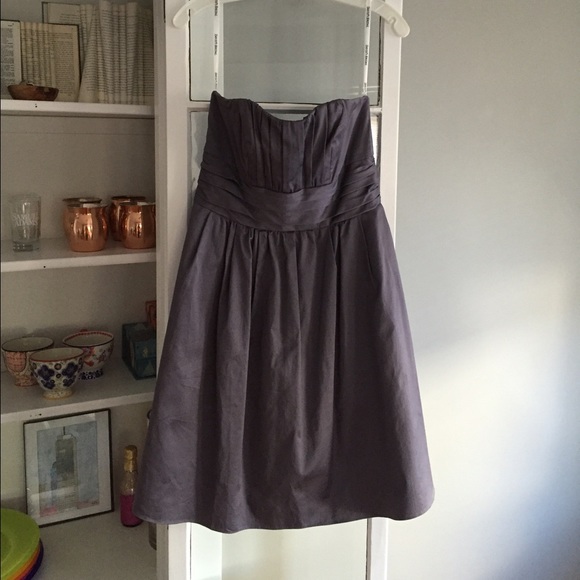 David's Bridal Pewter Strapless Dress - Picture 2 of 2