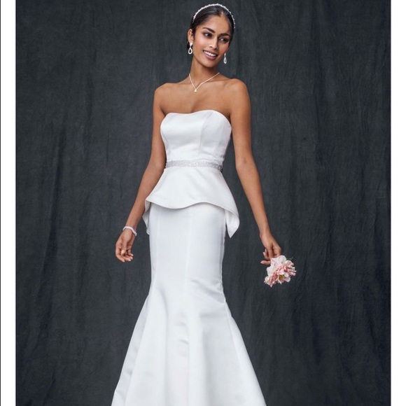 Satin Trumpet Wedding Dress with Beaded Waist.