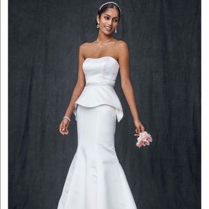 Satin Trumpet Wedding Dress with Beaded Waist.