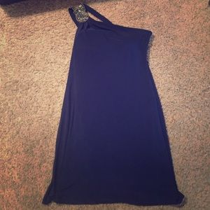 Dark blue one shoulder dress