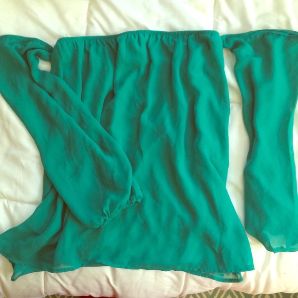 Off the shoulder green chiffon top