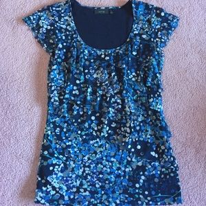 Apt 9 Blue Printed XS Blouse Top