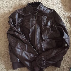 Brown leather jacket