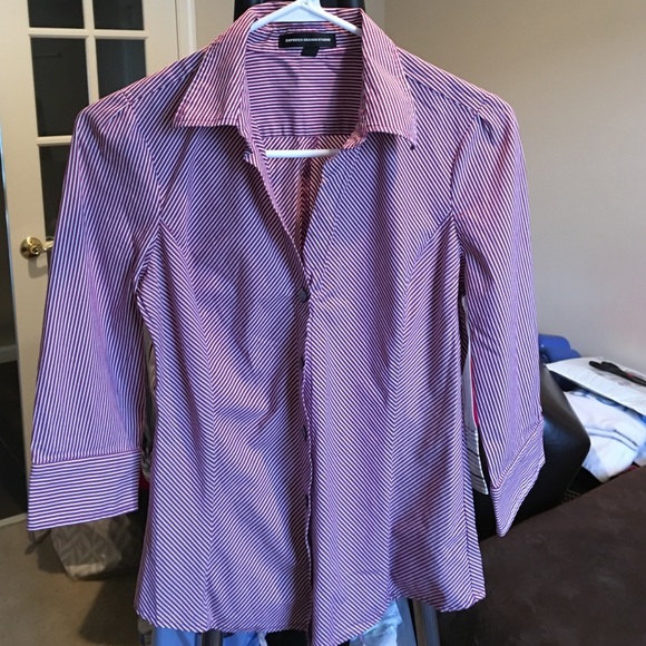 Express striped 3/4 button down - Picture 2 of 4