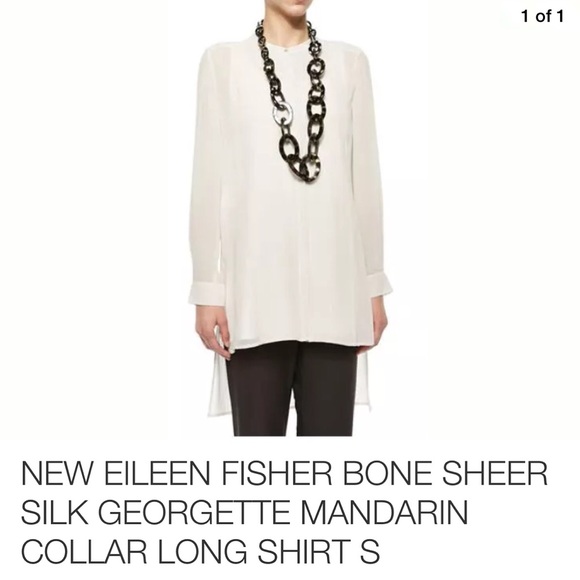 Eileen Fisher mandarin collar georgette tunic silk