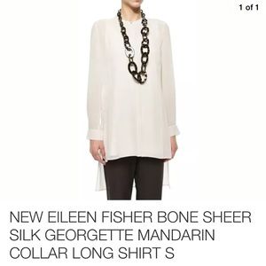 Eileen Fisher mandarin collar georgette tunic silk