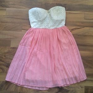 Strapless cream and salmon dress size small