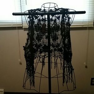 Black crochet vest
