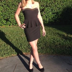 Black pencil dress with gold spikes