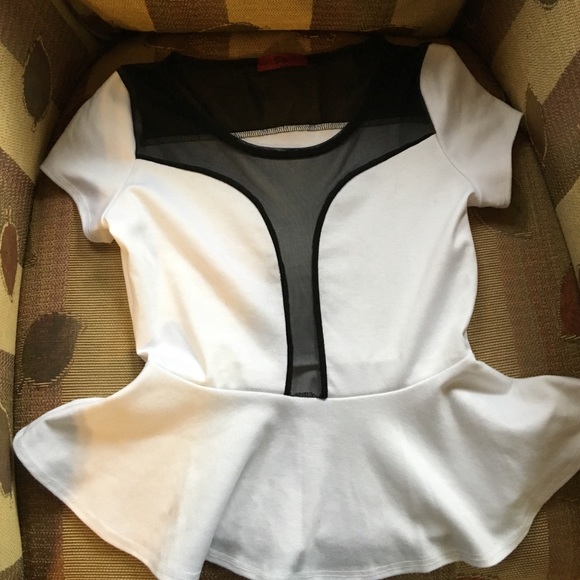 Black and white peplum top