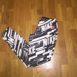 Nike Black White Running Tights Leggings